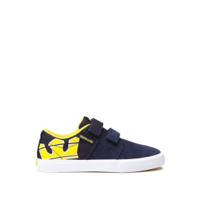 Tenis Bajos Supra STACKS II VULC VELCRO Niños Azul Marino/Amarillo/Blancas (MX-54475)